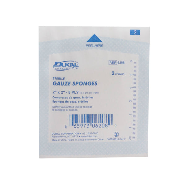 Dukal Gauze Sponges 2" x 2" 8-Ply Sterile
