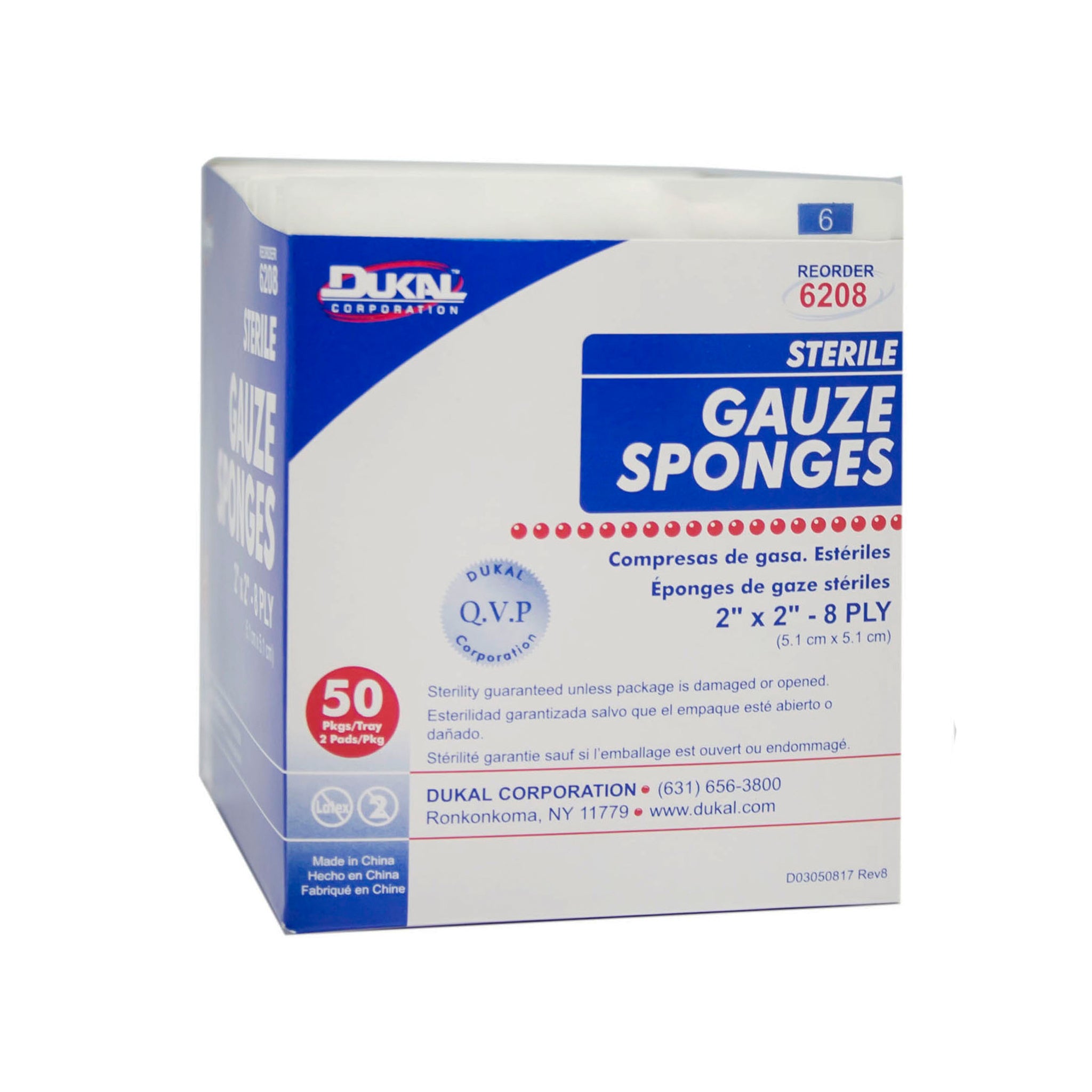 Dukal Gauze Sponges 2" x 2" 8-Ply Sterile