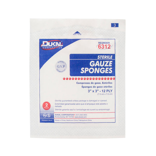 Dukal Gauze Sponges 3" x 3" 12-Ply Sterile