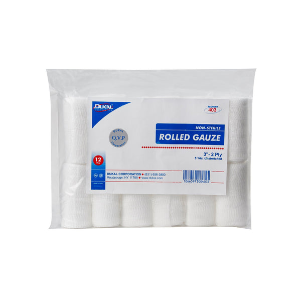 Dukal Rolled Gauze 3" 2-Ply Non-Sterile