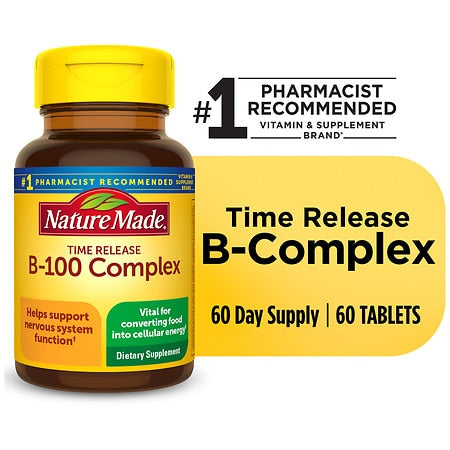 Nature Made Time Release B-100 B Complex 60 Tablets
