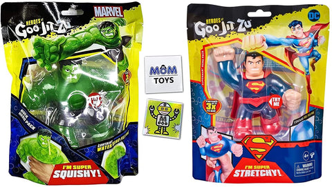 Heroes of Goo JIT Zu 2 Pack DC vs Marvel with Superman and Hulk Plus 2 My Outlet Mall Stickers
