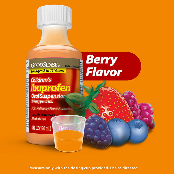 GoodSense Children's Ibuprofen Oral Suspension,Berry Flavor, 4 Ounces