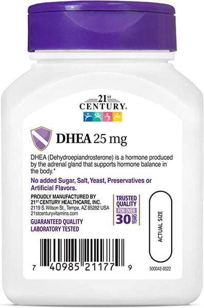 21st Century DHEA 25 mg Capsules, 90 Count