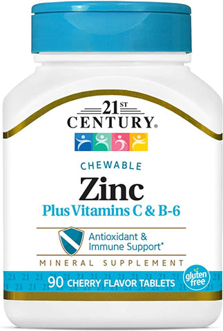 21st Century Zinc Chewable With C & B6 - Cherry, 90 Count