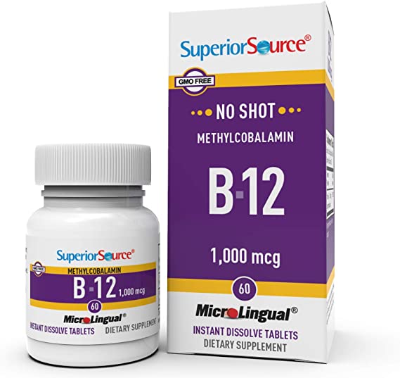 Superior Source No Shot Vitamin B12 Methylcobalamin, Quick Dissolve Sublingual Tablets
