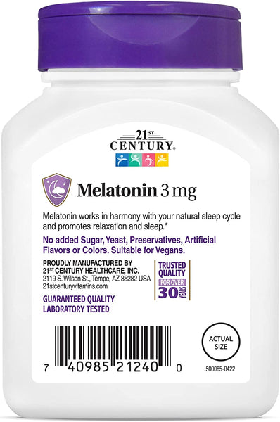 21st Century Melatonin 3 mg Tablets, 90 Count