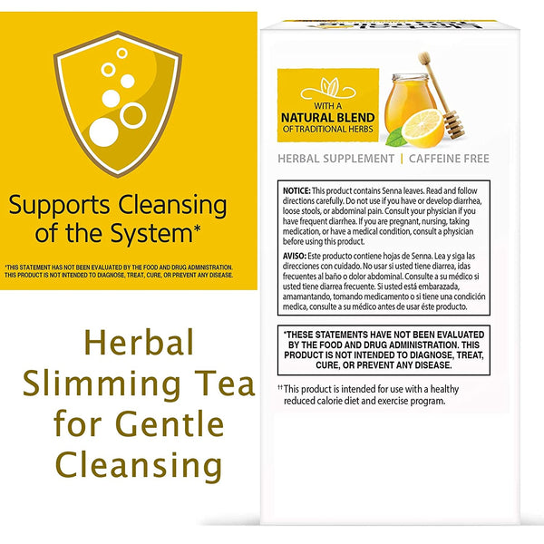 Herbal Slimming Tea Honey Lemon 24 Count 2 Pack Healthy Digestion Bundle plus 3 My Outlet Mall Resealable Portable Storage Pouches