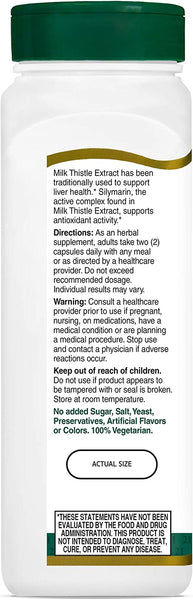21st Century Milk Thistle Extract Veg Capsules, 200 Count