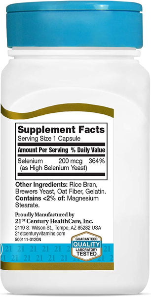 21st Century Selenium 200 mcg Capsules, 60 Count