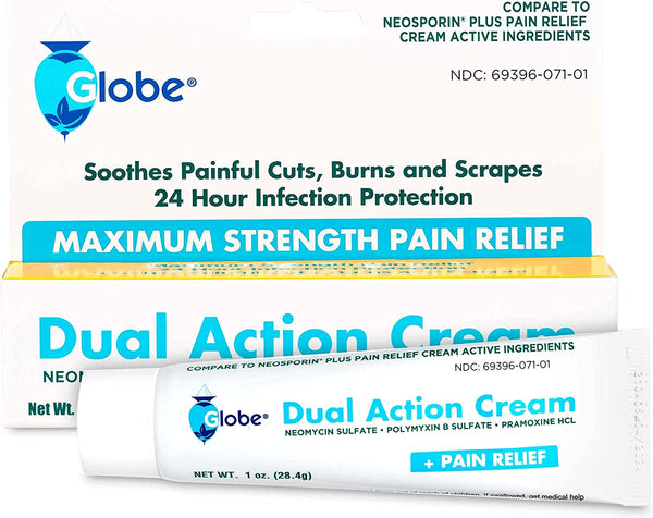Globe Dual-Action Cream Soothes Painful Cuts, Burns, and Scrapes 1oz