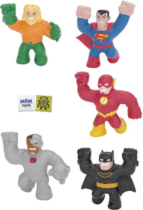 Heroes of Goo JIT Zu Minis DC Batman, The Flash, Superman, Cyborg and Aquaman 5 Piece Bundle and 2 My Outlet Mall Stickers