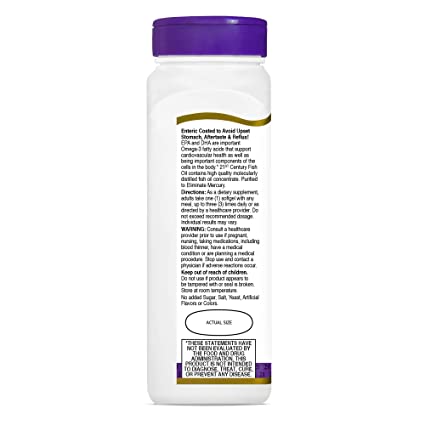Fish Oil 1000 mg 90 Enteric Coated Softgels, 21st Century
