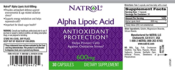 Natrol Alpha Lipoic Acid 600mg, 30 Capsules