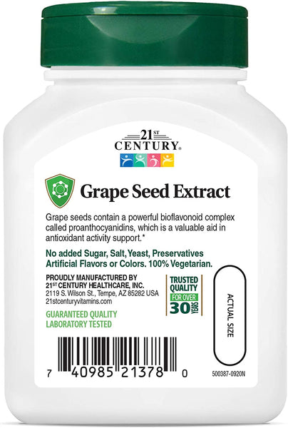21st Century Grape Seed Extract Veg Capsules, 60 Count
