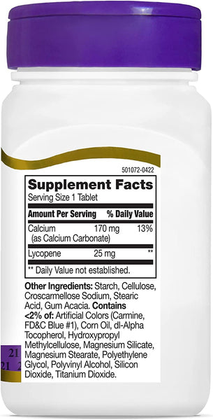 21st Century Lycopene 25 mg Tablets, 60 Count