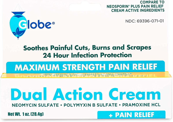Globe Dual-Action Cream Soothes Painful Cuts, Burns, and Scrapes 1oz