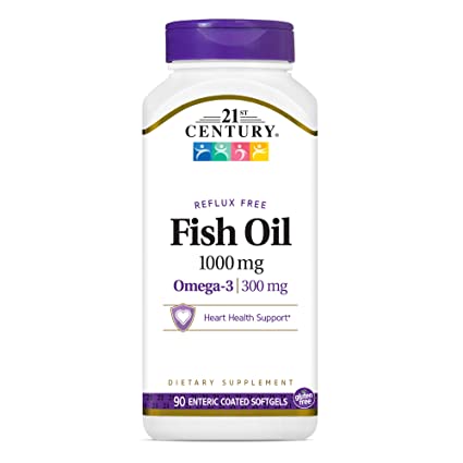 Fish Oil 1000 mg 90 Enteric Coated Softgels, 21st Century