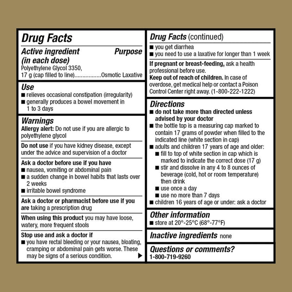 GoodSense ClearLax, Polyethylene Glycol Powder for Solution, Osmotic Laxative, 17.9 Ounce