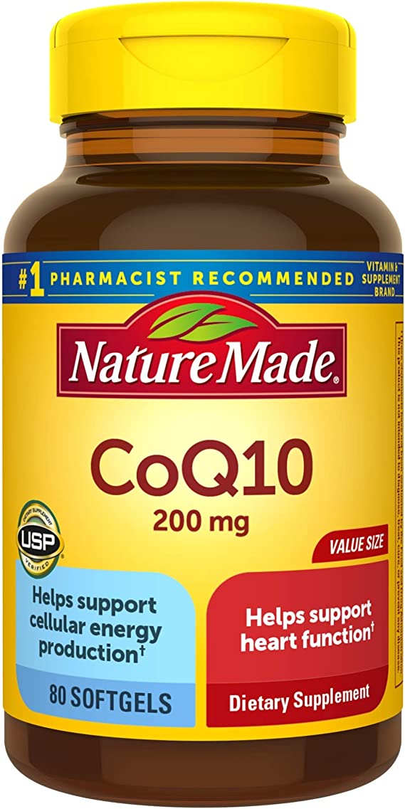 Nature Made CoQ10 200 mg, Dietary Supplement for Heart Health Support, 80 Softgels, 80 Day Supply
