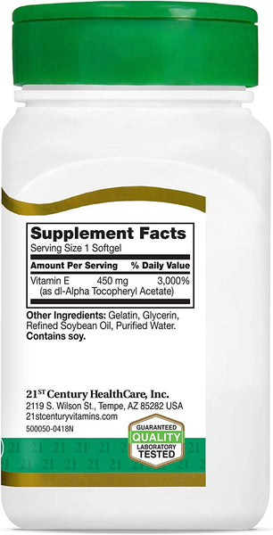 21st Century Vitamin E 1000 I.U. (Dl-Alpha) Softgels, 55-Count