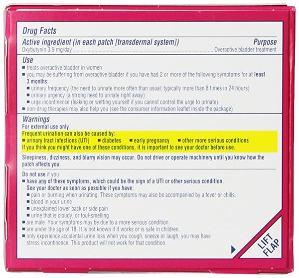 Oxytrol for Women Overactive Bladder Transdermal Patch
