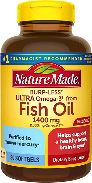 Nature Made Burp-Less Ultra Omega-3 from Fish Oil 1400 mg 90 Softgels