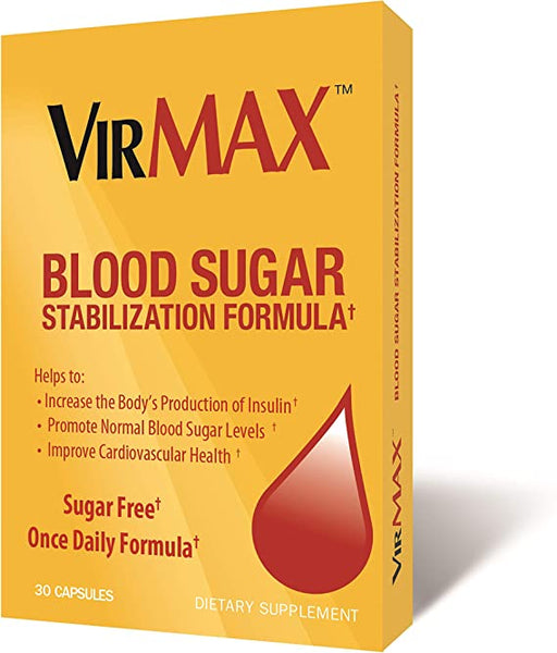 VirMAX Blood Sugar Stabilization Formula, Blood Sugar Control, Glucose Tolerance, Daily Supplement, 30 Capsules