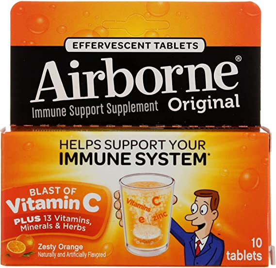 Airborne - Effervescent Tablets with Vitamin C - Zesty Orange - 10 Tablets