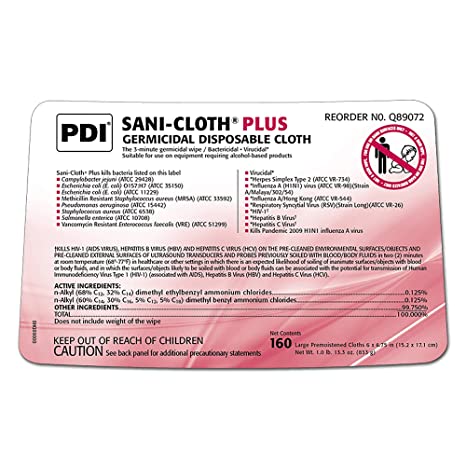 Sani-Cloth Plus Hard Surface Disinfectant Wipe, 160 Count