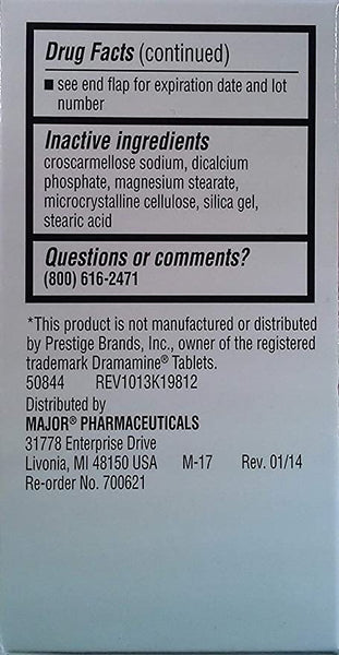 Major Driminate Dimenhydrinate 50mg 100 Ct