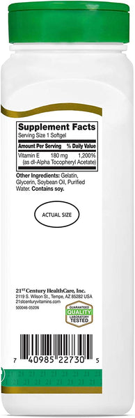 21st Century E 400 I.U. (Dl-Alpha) Softgels, 250-Count
