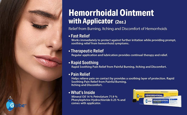 Globe Hemorrhoidal Ointment with Applicator, 2 Ounce Tube