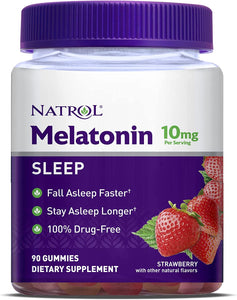 Natrol Melatonin Sleep Aid Gummy,10mg, 90 Strawberry Flavored Gummies