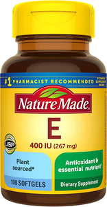Nature Made Vitamin E 267 mg (400 IU) d-Alpha,100 Softgels