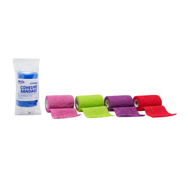 Dukal Cohesive Bandage 4" x 5 yd, Assorted, Non-Sterile