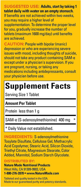 Nature Made SAM-e Complete 400 mg Dietary Supplement Value