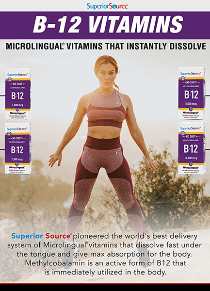 Superior Source No Shot Vitamin B12 Methylcobalamin, Quick Dissolve Sublingual Tablets