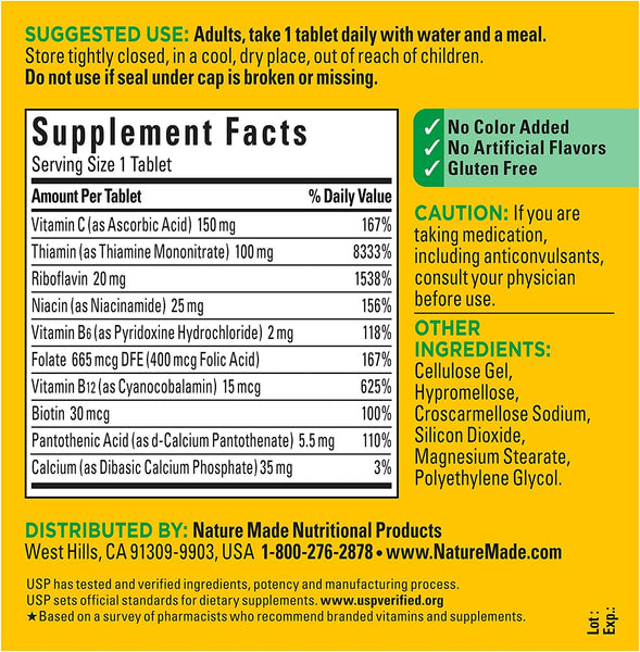 Nature Made Super B Complex Tablets, Value Size, 360 Count