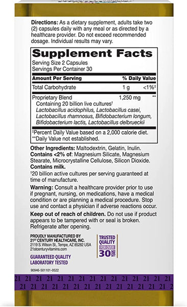 21st Century Advanced Probiotic Capsules, 60 Count