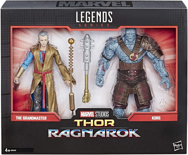 Marvel Legends Thor Ragnarok 6 Inch Movie-Inspired Grandmaster and Korg Collectible Action Figure 2 Pack with 2 My Outlet Mall Stickers