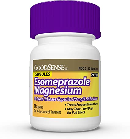 GoodSense Esomeprazole Magnesium Delayed Release Capsules 20 mg, Proton Pump Inhibitor (PPI), Frequent Heartburn Treatment, 42 Count