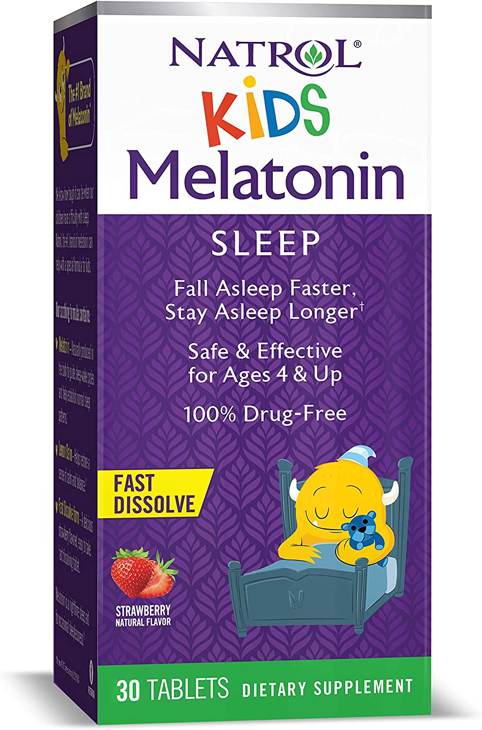 Natrol Kids 1mg Melatonin Fast Dissolve Sleep Aid Tablets 30 Strawberry Flavored Tablets