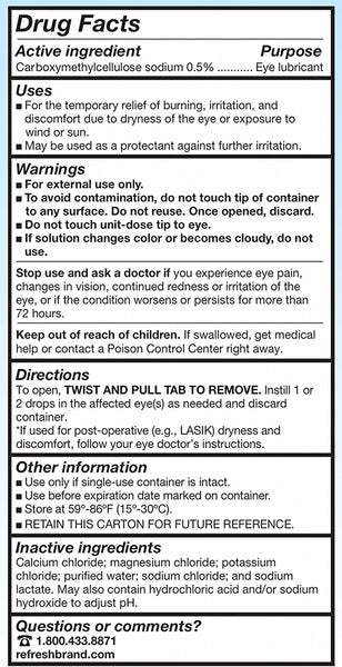 Refresh Plus Lubricant Eye Drops Moisturizing Relief 0.01 Fl Oz Single-Use Containers 70 Count
