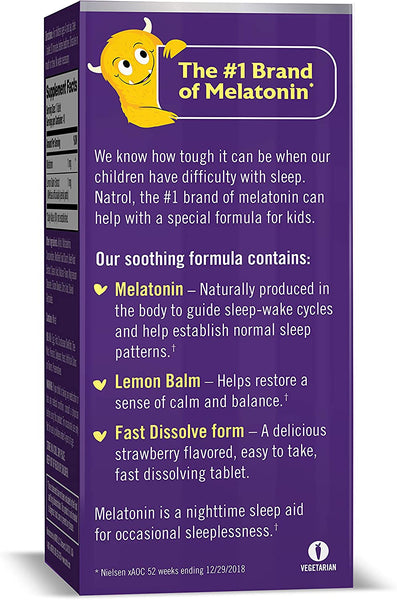 Natrol Kids 1mg Melatonin Fast Dissolve Sleep Aid Tablets 30 Strawberry Flavored Tablets