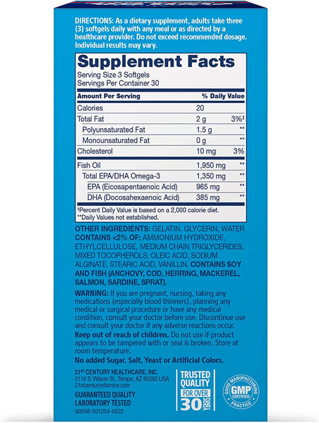 21st Century Alaska Wild Fish Oil Softgels, 90 Count