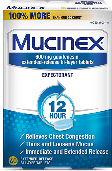 Mucinex Expectorant Chest Congestion 12 Hours Relief Extended Release Tablets