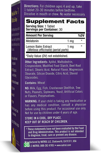 Natrol Kids 1mg Melatonin Fast Dissolve Sleep Aid Tablets 30 Strawberry Flavored Tablets