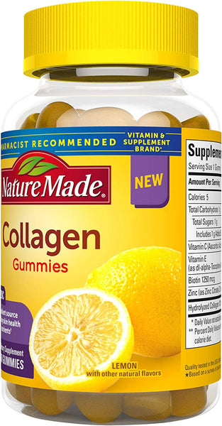 Nature Made Collagen Gummies, 100mg Hydrolyzed Collagen, Lemon Flavor