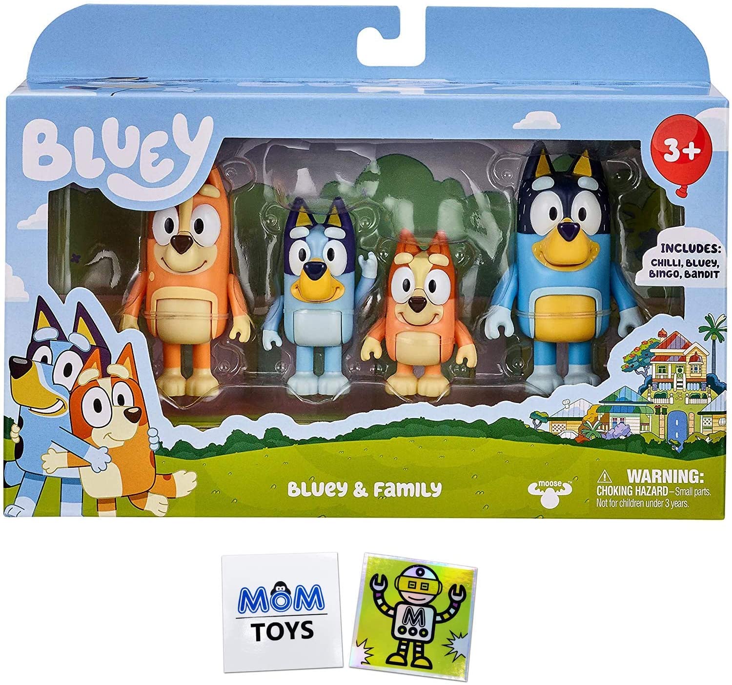 Bluey Family and Friends 4 Pack with 2 My Outlet Mall Stickers
